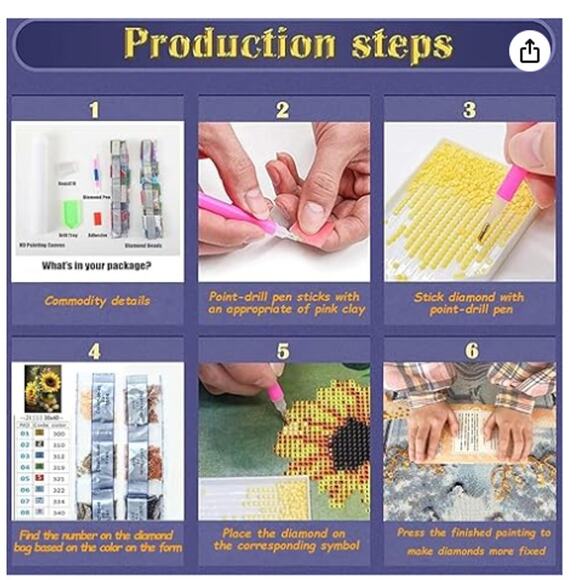 Diamond Painting Kit Full Round Drill Diamond Dot Gem Art Kit 13.78x13.78 Inch - Picture 7 of 7